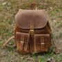 Front Pockets Vintage Look Leather Backpack, thumbnail 6 of 10