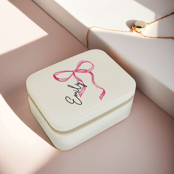 Personalised Bow Travel Jewellery Box, 2 of 5