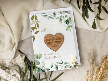 Save The Date Magnet With A Botanical Gold Foil Card, 7 of 9