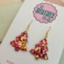 Pink And Gold Christmas Tree Glitter Resin Earrings / Pink Christmas Jewellery / Christmas Gift / Bold Sparkly Pink Holiday Accessory, thumbnail 7 of 12