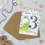 Dino 3rd Birthday Card, thumbnail 1 of 2