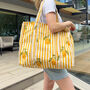 Tote Bag Cotton Yellow Lemon Quilted Beach Bag Shopper, thumbnail 4 of 4