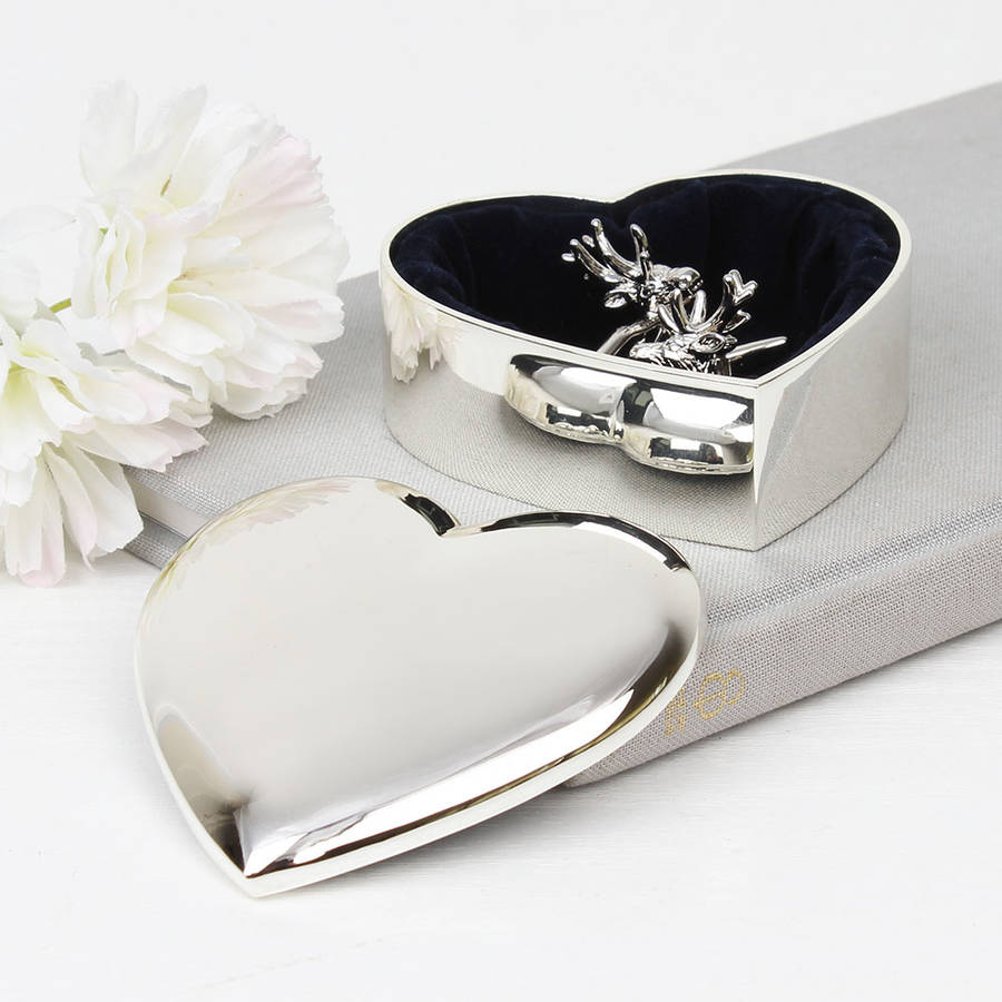 Silver Plated Heart Keepsake Box By Dibor