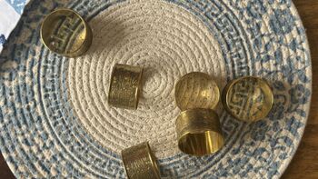 Set Of Six Table Napkin Rings Silver, Antique Gold, 11 of 11