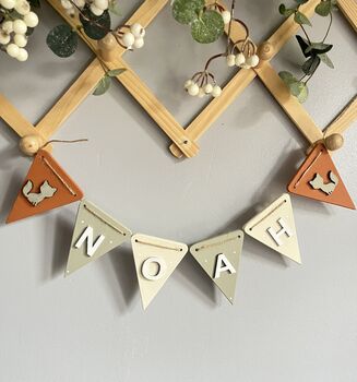 Woodland Bunting Personalised Wooden Garland, 7 of 9