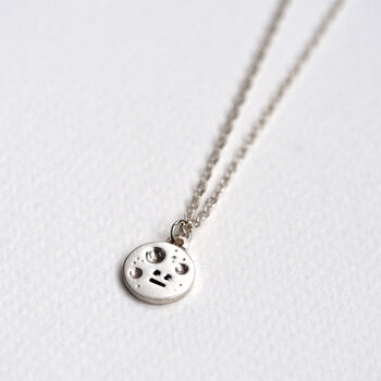 Full Moon Necklace In Silver With Black Diamonds, 7 of 9