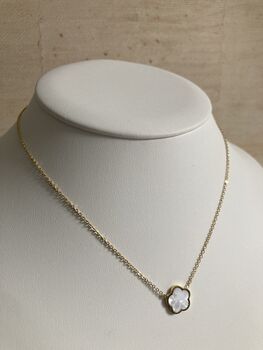 Five Leaf White Single Clover Necklace, 2 of 5