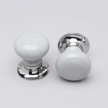 G Decor Perfect Edit Light Grey – Set Of Handcrafted Ceramic Mortice Door Handles, Internal Turning Knobs For Bedroom And Room Doors With Chrome Base, 5 of 5