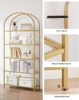 Five Tier Shelf Tempered Glass Rack Arched Design, 9 of 12