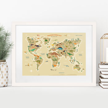 Personalised Dinosaur World Map Print A3 A2 A1, 6 of 6