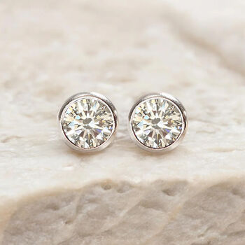 Sterling Silver April Cubic Zirconia Birthstone Stud Earrings, 4 of 8