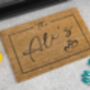 Personalised Coir Doormat With Mid Box And Heart Design, thumbnail 3 of 8