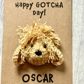 Personalised Dog Name Gotcha Day Crochet Birthday Card Handmade, 5 of 12