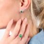 Emerald Green Cubic Zirconia Halo Stud Earrings In Sterling Silver, thumbnail 1 of 9