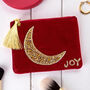 Personalised Velvet Beaded Moon Pouch With Initial Charm, thumbnail 3 of 4