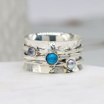 Personalised Turquoise Spinner Ring In Sterling Silver, 4 of 12
