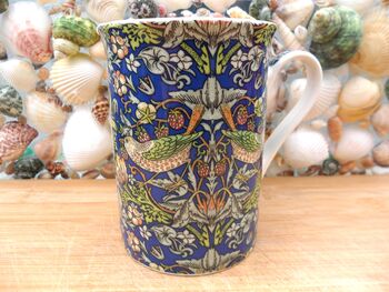 Set Of Six Straight Mugs In Blue Strawberry Thief Design, 4 of 10