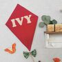 Kite Wall Hanging, Woodland Theme Bedroom, Whimsical Autumnal Nursery Decor, Red Brown Orange Green Yellow Door Name Sign, Child's Playroom, thumbnail 5 of 7