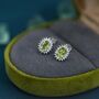 Genuine Peridot Green Crystal Stud Earrings, thumbnail 6 of 12