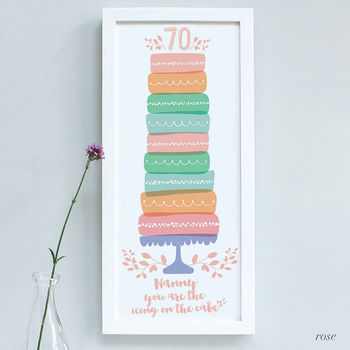 Personalised Birthday 60th, 70th, 80th Cake Print, 3 of 6