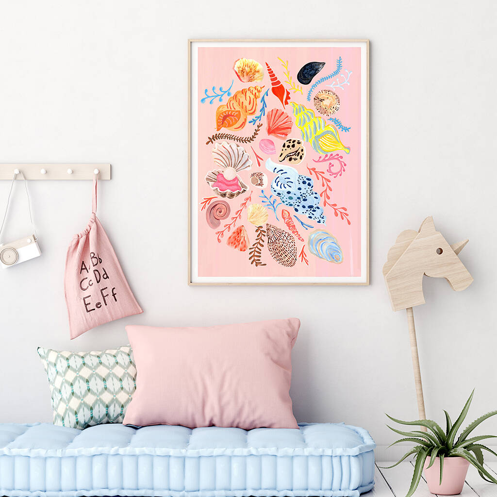 Pink Sea Shell Art Print By Violets Print House