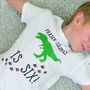 Personalised Dinosaur Footprints Birthday T Shirt, thumbnail 5 of 7