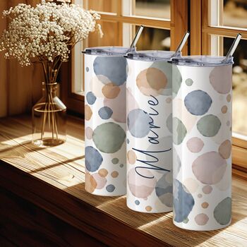Spotted Pastel Watercolour Tumbler With Name, 2 of 6