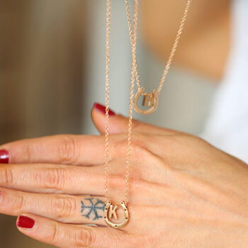 Lucky Horseshoe Personalised Initial Charm Necklace, 7 of 9