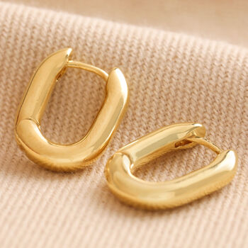 Oval Huggie Hoop Earrings In Gold Plating, 3 of 3