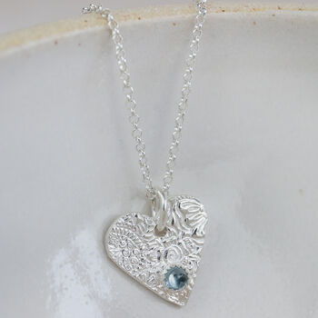 Sterling Silver Heart Charm Birthstone Pendant, 2 of 5