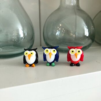 Hand Blown Glass Owl Pair, 2 of 2