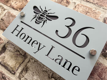 Personalised Bee Heart Design House Acrylic Number Sign, 3 of 6
