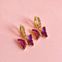Butterfly Drop Hoop Earrings, thumbnail 5 of 6