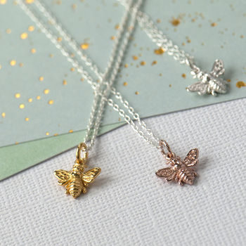 Honey Bee Necklace, Silver, Gold, Rose Gold, 4 of 12