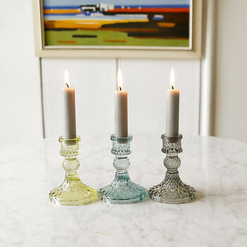 Coloured Cut Glass Candle Stick, 7 of 8