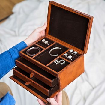 Personalised Leather Jewellery Box With Drawers, 3 of 11