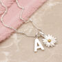 Sterling Silver Daisy And Initial Necklace, thumbnail 2 of 5