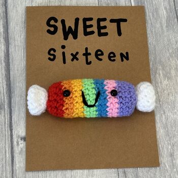 Sweet Sixteen Crochet 16th Birthday Card Handmade, 4 of 12
