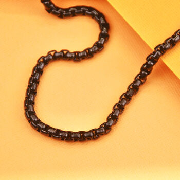 Men's Black Stainless Steel Box Link Chain, 3 of 7