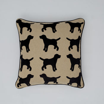 Spaniel Cushion With Leather Piping, 2 of 3