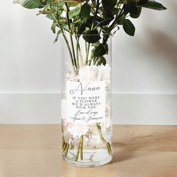 Personalised Watercolour Blush Flowers Glass Vase, 3 of 3