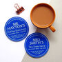 Personalised Blue Plaque Coaster Gift For Teacher, thumbnail 2 of 5