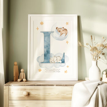 Personalised Sleeping Animals Nursery Print | New Baby Gift, 2 of 3