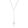 Silver, Gold, Rose Large Pearl Lariat Pendant Necklace, thumbnail 3 of 7