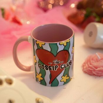 Gossip Club Valentine Mug – Fun And Playful Heart Design, 6 of 8