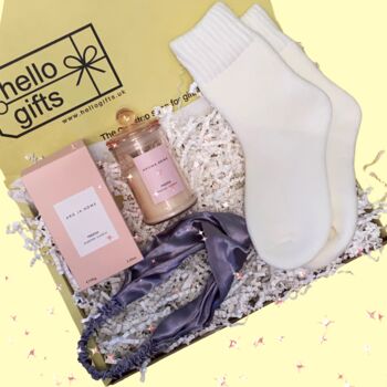 Luxury Socks, Flower Candle And Satin Accessory Giftbox, 2 of 7
