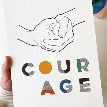 'Courage' Illustrated Line Drawing And Typography Print, 3 of 3