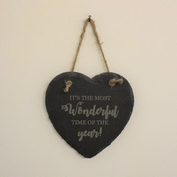 Most Wonderful Time Of The Year Hanging Slate Heart, 2 of 2