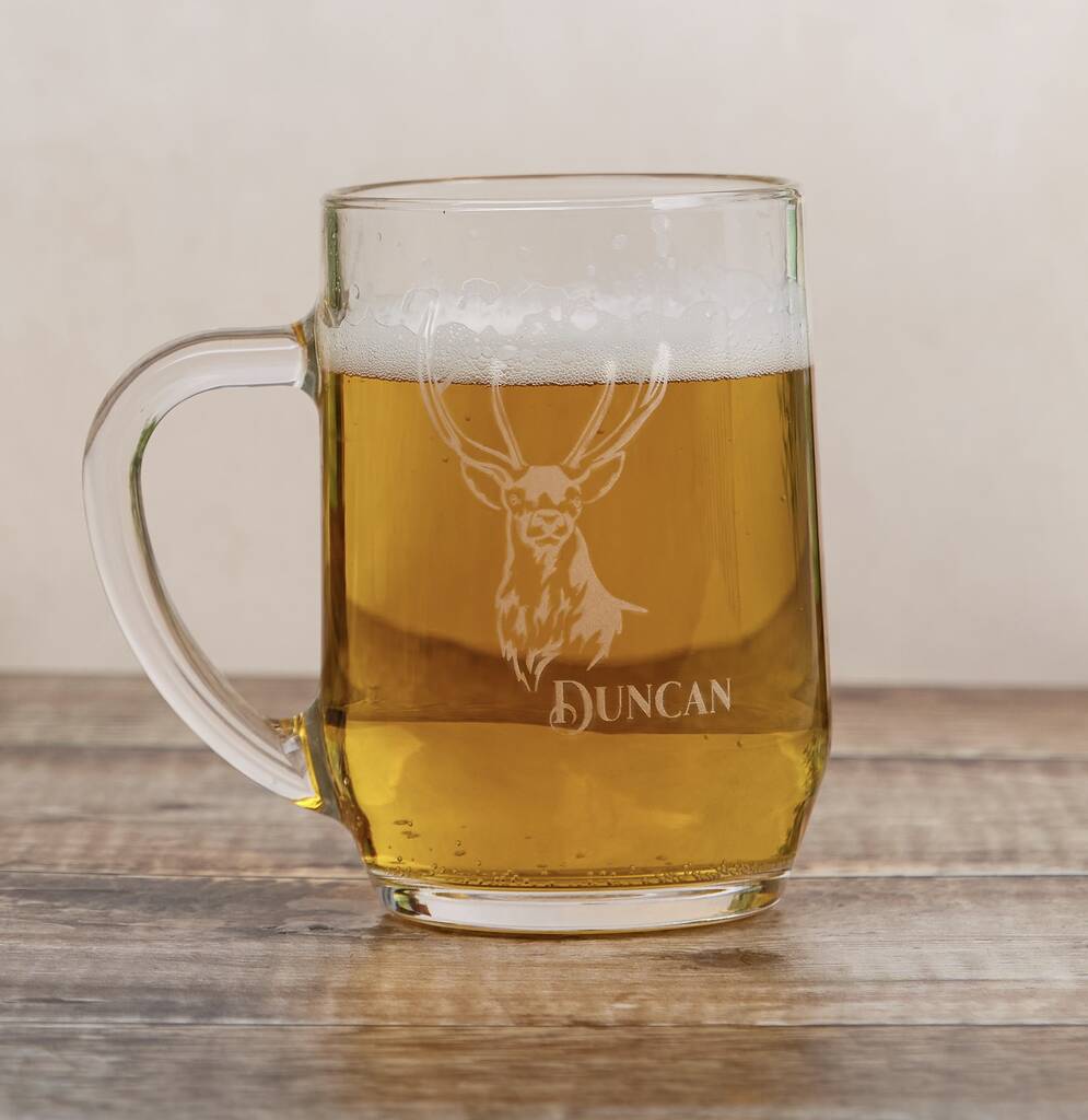 Personalised Beer Glass With Deer, 1 of 4