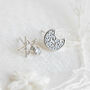 Sterling Silver Moon And Star Stud Earrings In A Box, thumbnail 3 of 9